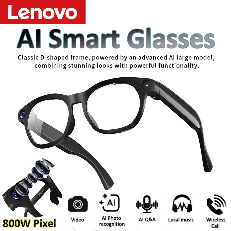 Smart Glasses Ar - Lenovo KI-Smart-Brille 800W Pixel Anti-Blaulicht HD-Kamera