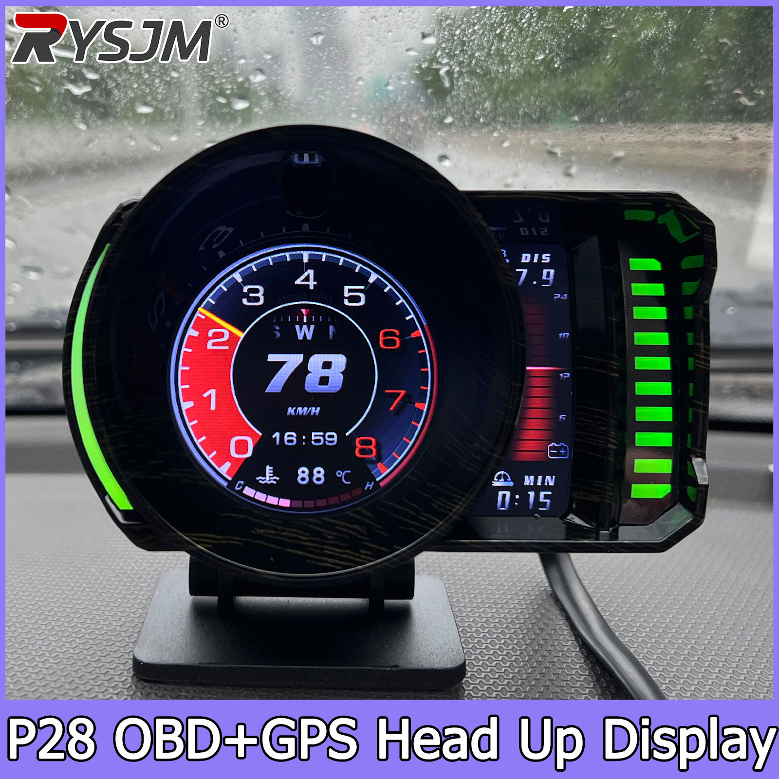 Electronics Gadgets For Car - P28 OBD2 GPS Doppelsystem-Tachometer Head-Up-Display Multifunktionales