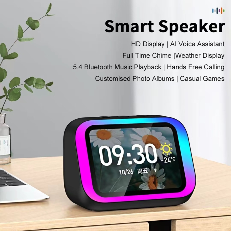 Electronics & Gadgets Icon - KI-Sprachassistent Bluetooth-Lautsprecher mit RGB-Farbbeleuchtung, Wecker, LED-Bildschirm,