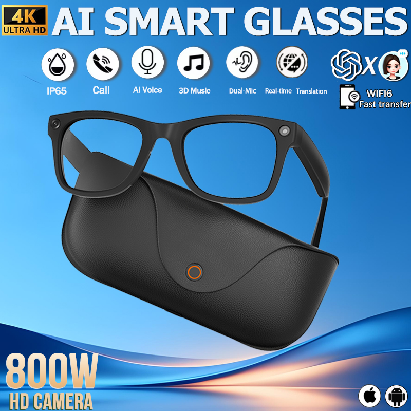 Smart Glasses Ar - 2026 Echtleder 2000mAh Ladeetui 8MP HD