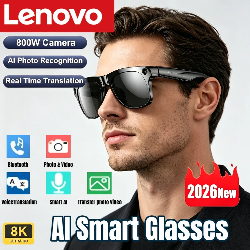 Smart Glasses Ar - Lenovo KI-Smart-Brille 8K HD Photochromatische Multifunktions-Bluetooth-Anrufbrille